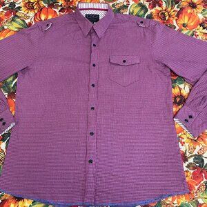 UGG Men’s XL Purple Micro Check Button-Down Shirt Long Sleeve Casual Cotton